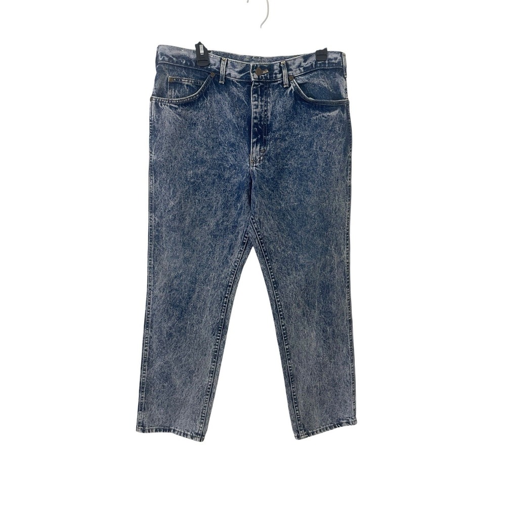 Vintage Lee Jeans Mens 34X28 Regular Fit Baggy Straight Blue Acid Wash‎ 90's Y2K